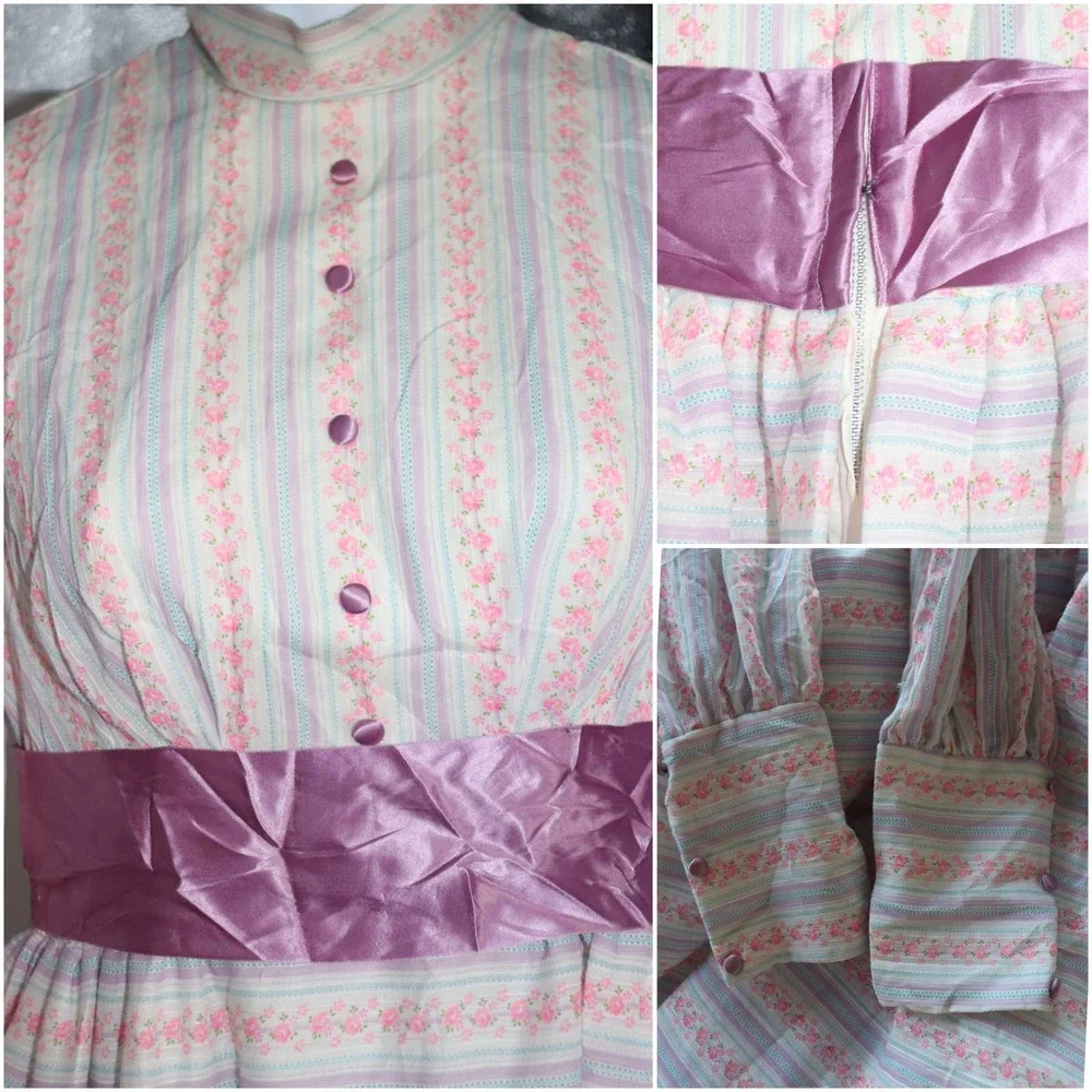 Cottagecore Prairie Vintage Floral Dress - Picture 4 of 12